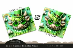 3D Highland Cow St Patricks Tumbler Wrap PNG Product Image 3