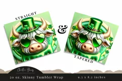 3D St Patricks Highland Cow Tumbler Wrap PNG Product Image 3