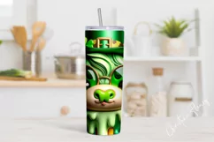 3D Highland Cow St Patricks Tumbler Wrap PNG Product Image 2