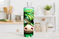 3D St Patricks Day Highland Cow Tumbler Wrap PNG Product Image 2
