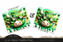 3D St Patricks Day Highland Cow Tumbler Wrap PNG Product Image 3