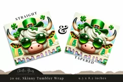 3D St Patricks Highland Cow Tumbler Wrap PNG Product Image 3