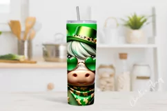 3D Highland Cow St Patricks Tumbler Wrap PNG Product Image 2