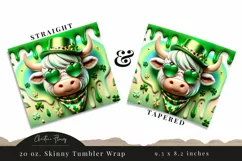 3D Highland Cow St Patricks Tumbler Wrap PNG Product Image 3