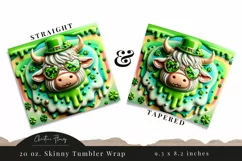 3D St Patricks Day Highland Cow Tumbler Wrap PNG Product Image 3