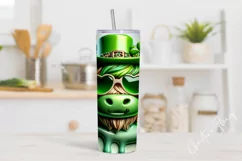 3D St Patricks Highland Cow Tumbler Wrap PNG Product Image 2