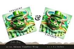 3D St Patricks Highland Cow Tumbler Wrap PNG Product Image 3