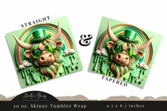3D St Patricks Highland Cow Tumbler Wrap PNG Product Image 3
