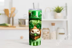 3D Highland Cow St Patricks Tumbler Wrap PNG Product Image 2