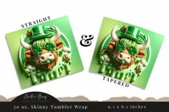 3D Highland Cow St Patricks Tumbler Wrap PNG Product Image 3