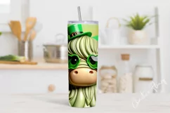 3D St Patricks Day Highland Cow Tumbler Wrap PNG Product Image 2