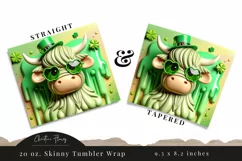 3D St Patricks Day Highland Cow Tumbler Wrap PNG Product Image 3
