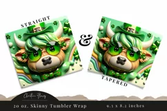 3D Highland Cow St Patricks Tumbler Wrap PNG Product Image 3