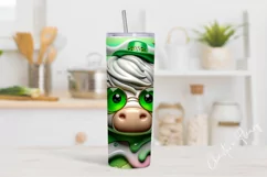 3D St Patricks Day Highland Cow Tumbler Wrap PNG Product Image 2