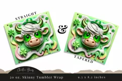 3D St Patricks Day Highland Cow Tumbler Wrap PNG Product Image 3