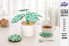 3D Stackable Coaster Laser Cut | Drink Coaster | Leaves SVG Product Image 1