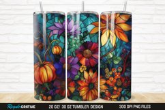 3D Stained Glass Halloween Flowers 20/30oz Skinny Tumbler Product Image 1