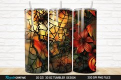 3D Stained Glass Halloween Flowers 20/30oz Skinny Tumbler Product Image 1