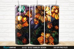 3D Stained Glass Halloween Flowers 20/30oz Skinny Tumbler Product Image 1