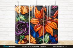 3D Stained Glass Halloween Flowers 20/30oz Skinny Tumbler Product Image 1