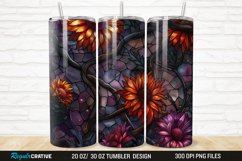 3D Stained Glass Halloween Flowers 20/30oz Skinny Tumbler Product Image 1