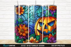 3D Stained Glass Halloween Flowers 20/30oz Skinny Tumbler Product Image 1