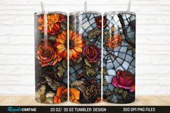 3D Stained Glass Halloween Flowers 20/30oz Skinny Tumbler Product Image 1