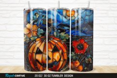 3D Stained Glass Halloween Flowers 20/30oz Skinny Tumbler Product Image 1