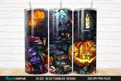 3D Stained Glass Halloween Flowers 20/30oz Skinny Tumbler Product Image 1