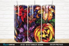 3D Stained Glass Halloween Flowers 20/30oz Skinny Tumbler Product Image 1