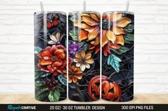 3D Stained Glass Halloween Flowers 20/30oz Skinny Tumbler Product Image 1