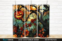 3D Stained Glass Halloween Flowers 20/30oz Skinny Tumbler Product Image 1
