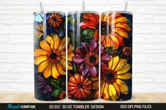 3D Stained Glass Halloween Flowers 20/30oz Skinny Tumbler Product Image 1