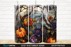 3D Stained Glass Halloween Flowers 20/30oz Skinny Tumbler Product Image 1