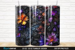 3D Stained Glass Halloween Flowers 20/30oz Skinny Tumbler Product Image 1