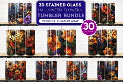 3D Stained Glass Halloween Flowers Tumbler Bundle Product Image 1