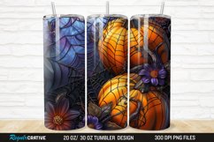 3D Stained Glass Halloween Flowers 20/30oz Skinny Tumbler Product Image 1