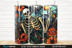3D Stained Glass Halloween Flowers 20/30oz Skinny Tumbler Product Image 1