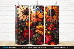 3D Stained Glass Halloween Flowers 20/30oz Skinny Tumbler Product Image 1