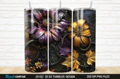 3D Stained Glass Halloween Flowers 20/30oz Skinny Tumbler Product Image 1