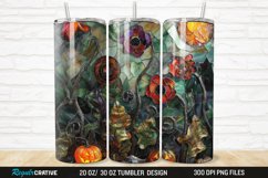 3D Stained Glass Halloween Flowers 20/30oz Skinny Tumbler Product Image 1