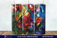 3d Stained glass roses Tumbler Wrap Product Image 1