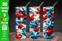 3D Stars Patriotic 20 oz Skinny Tumbler Wrap Sublimation Design, 3D Stars Patriotic Straight &amp; Tapered Tumbler Wrap PNG, Instant Download