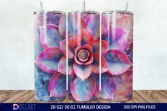 3D Succulent Watercolor Flower Tumbler Wrap Product Image 1