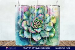 3D Succulent Watercolor Flower Tumbler Wrap Product Image 1