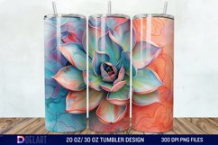 3D Succulent Watercolor Flower Tumbler Wrap Product Image 1