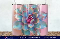 3D Succulent Watercolor Flower Tumbler Wrap Product Image 1