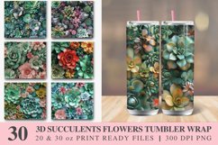 3D Succulents Flowers Tumbler Wrap Bundle Product Image 1