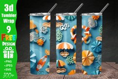 3D Summer 20 oz Skinny Tumbler Sublimation Design, 3d Tumbler Wrap | 3d Paper Craft Tumbler Wrap PNG | Full Wrap Design | 20oz Tumbler Wraps, 3D Beach Tumbler Wrap, 3D Beach Landscape 20 oz Skinny Tumbler