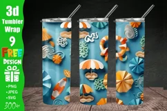 3D Summer 20 oz Skinny Tumbler Sublimation Design, 3d Tumbler Wrap | 3d Paper Craft Tumbler Wrap PNG | Full Wrap Design | 20oz Tumbler Wraps, 3D Beach Tumbler Wrap, 3D Beach Landscape 20 oz Skinny Tumbler